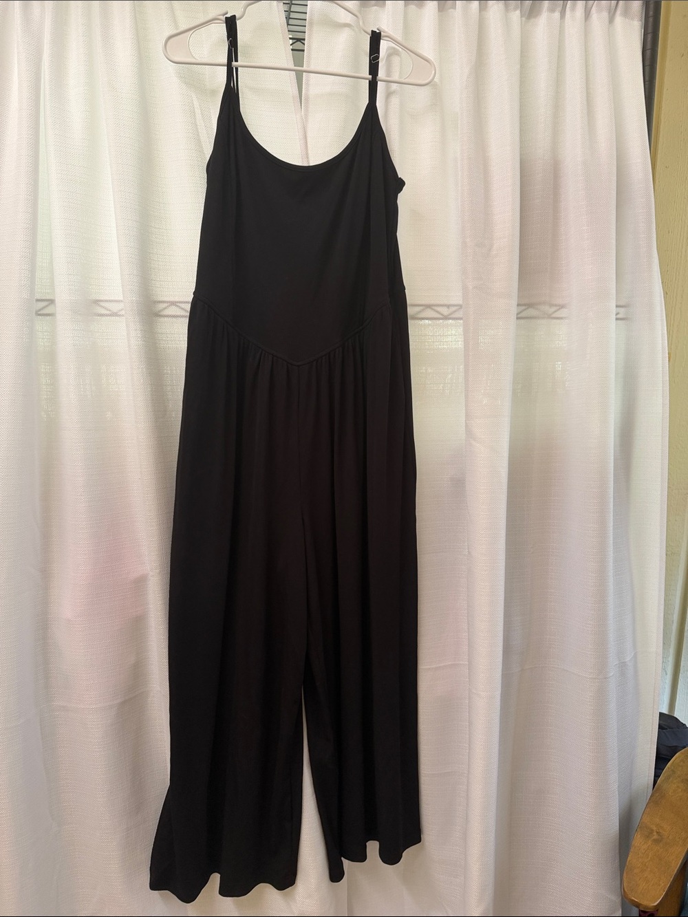Black Wide-Leg Spaghetti-Strap Jumpsuit